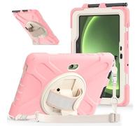 for Samsung Galaxy Tab Active4 Pro 2022 T630/T636 Case,Three-in-one Shatter-Resistant Shell, Drop-Proof, Dust-Proof, Shock-Proof,360 Degree Rotating Multi-Function Grip Bracket (Pink)
