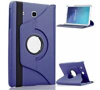 For Samsung Galaxy Tab E 9.6 T560 360 Swivel Plain PU Leather Rotate Folio Case Stand Cover - Blue