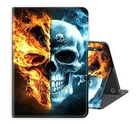 for Samsung Galaxy Tab S10 FE / S9 / S9 FE 5G Tablet Case Protective Sleeves,11''PU Leather Folio Multi-Angle Stand Cover w/Auto Wake/Sleep,Skull Flames for Streaming & Typing