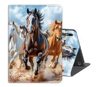 for Samsung Galaxy Tab S10 FE / S9 / S9 FE 5G Tablet Case Protective Sleeves,11''PU Leather Folio Multi-Angle Stand Cover w/Auto Wake/Sleep,for Streaming & TypingRunning Horses Wild