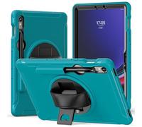 for Samsung Galaxy Tab S10 Lite 10.9 Inch 2025 SM-X400/X406 Kids Case, Heavy Duty Hybrid Pure Color TPU Shockproof Full-Body Tablet Cover W 360° Rotatable Kickstand & Handle (Light Blue)