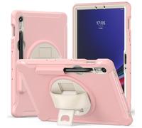 for Samsung Galaxy Tab S10 Lite 10.9 Inch 2025 SM-X400/X406 Kids Case, Heavy Duty Hybrid Pure Color TPU Shockproof Full-Body Tablet Cover W 360° Rotatable Kickstand & Handle (Pink)