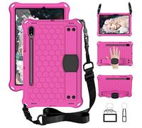 for Samsung Galaxy Tab S10 Lite 10.9 Inch 2025 SM-X400/X406 Tablet Case for Kids, Durable Lightweight EVA& PC Shockproof Handle Stand Cover, W Shoulder Strap (Rose Red)