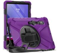 for Samsung Galaxy Tab S10 Lite 10.9 inch 2025 SM-X400/X406B Shockproof Case,Three-in-one Shatter-Resistant Shell, 360 Degree Rotating Multi-Function Grip Bracket (Purple)