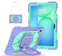 for Samsung Galaxy Tab S10 Lite / S10 FE / S9 FE 5G 10.9 inch Shockproof Kids Case,360 Degree Rotating Handle Stand Heavy Duty Silicone Case,Kickstand & Shoulder Strap (Green)
