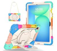 for Samsung Galaxy Tab S10 Lite / S10 FE / S9 FE 5G 10.9 inch Shockproof Kids Case,360 Degree Rotating Handle Stand Heavy Duty Silicone Case,Kickstand & Shoulder Strap (Colorful Blue)