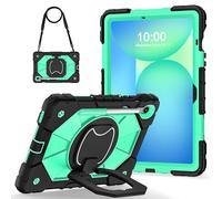 for Samsung Galaxy Tab S10 Lite / S10 FE / S9 FE 5G 10.9 inch Shockproof Kids Case,360 Degree Rotating Handle Stand Heavy Duty Silicone Case,Kickstand & Shoulder Strap (Green PC)