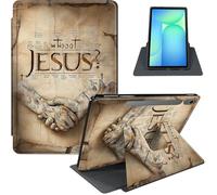 for Samsung Galaxy Tab S10 Lite / S10 FE / S9 FE 5G / S9 10.9'' / 11'' Case, PU Leather Stand Cover with Auto Sleep/Wake, Shockproof TPU Back for Full Protection, Hand with Jesus Message