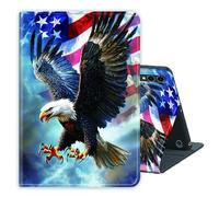 for Samsung Galaxy Tab S10 Plus/ S9 FE +/ S9 Plus 5G Tablet 12.4'' Case PU Leather Folio Multi-Angle Stand Cover w/Auto Wake/Sleep,Streaming & Typing for Samsung Tab Case American Flag Eagle