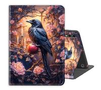 for Samsung Galaxy Tab S10 Plus/ S9 FE +/ S9 Plus 5G Tablet 12.4'' Case PU Leather Folio Multi-Angle Stand Cover w/Auto Wake/Sleep,Streaming & Typing for Samsung Tab CaseCrow Rose Candle