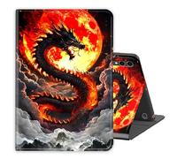 for Samsung Galaxy Tab S10 Plus/ S9 FE +/ S9 Plus 5G Tablet 12.4''Case PU Leather Folio Multi-Angle Stand Cover w/Auto Wake/Sleep,Streaming & Typing for Samsung Tab Case Flames Dragon