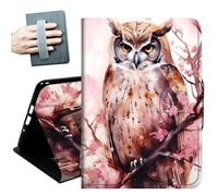 for Samsung Galaxy Tab S10 Ultra Case (2024),Galaxy Tab S9/S8 Ultra Case (2023/2022),with Hand Straps and Auto Wake/Sleep PU Leather Slim Multiple Angles Stand Smart Cover,Cherry Owl