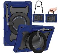 for Samsung Galaxy Tab S10 Ultra / S9 Ultra/Tab S8 Ultra (14.6”) Shockproof Tablet Case, 360 Rotation [Kickstand/Handle] Case with [Shoulder Strap] and [S Pen Holder] + Screen Protector - Blue