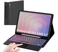 for Samsung Galaxy Tab S11 2025 11" Keyboard Case: 3 Zone 7 Colors Backlit Trackpad Keyboard for 11-inch Samsung Tablet S11 5G - Detachable Wireless Key Board Tablet Cover with Pen Holder & Kickstand