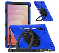 for Samsung Galaxy Tab S11 Ultra 5G SM-X936B/ SM-X930 Shockproof Kids Case,360 Degree Rotating Handle Stand Bracket Heavy Duty Rugged Cover,[Kickstand] [Shoulder Strap] (Blue)