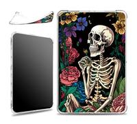 for Samsung Galaxy Tab S6 Lite 10.4" 2024/2022/ 2020 Case, Slim Silicone Lightweight Clear Military-Grade Corners Shockproof Case Soft TPU Cover, Sugar Skull Rose