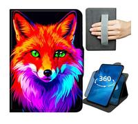 for Samsung Galaxy Tab S6 Lite 10.4 Case 2024/2022/2020 Release 360 Degree Rotating Stand Lightweight Cover with Auto Wake/Sleep,Magnetic Clasp & Hand Strap - Cute Fox with Green Eyes