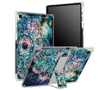for Samsung Galaxy Tab S6 Lite 10.4 inch 2022/2020 (SM-P610/P613/P615/P619) Case with Pen Holder, Transparent Back with Art Mandalas, Corner Shockproof Cover with Kickstand