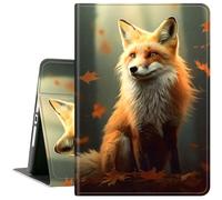 for Samsung Galaxy Tab S7 FE 2021,S7 Plus 2020,S8 Plus 2022 12.4 Inch Tablet Case,Slim Lightweight PU Leather Cover with Auto Wake/Sleep,Maple Leaf Fox
