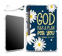 for Samsung Galaxy Tab S8 Plus 2022/S7 FE 2021/S7 Plus 2020 12.4" with S Pen Holder Case, Slim Soft Silicone Lightweight Clear Military-Grade Corners Shockproof Case, Bible Jeremiah 29:11 Daisy