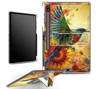for Samsung Galaxy Tab S8 Plus/ S7 FE 5G 12.4" Case with S Pen Holder, Clear Military-Grade Corners Shock Absorbent Case with Built-in Kickstand Soft TPU Bumper, Hummingbird of Paradise