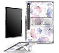 for Samsung Galaxy Tab S9 11 inch 2023 Case with S Pen Holder, Clear Military-Grade Corners Shock Absorbent Case with Built-in Kickstand Soft TPU Bumper, Pink Purple Butterfly