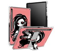 for Samsung Galaxy Tab S9 11-inch 2023 (SM-X710/716B/718U) Soft Case with S Pen Holder, Transparent Back with Cute Zombie Girl, Corner Protection Cover with Hard Kickstand