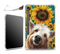 for Samsung Galaxy Tab S9 11 inch 2023 SM-X710/X716B/X718U with S Pen Holder Case, Slim Soft Silicone Lightweight Clear Military-Grade Corners Shockproof Case, Dog Sunflower