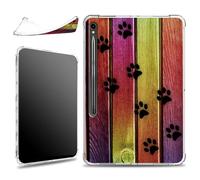 for Samsung Galaxy Tab S9 11 inch 2023 SM-X710/X716B/X718U with S Pen Holder Case, Slim Soft Silicone Lightweight Clear Military-Grade Corners Shockproof Case, Color Wood Dog Paws