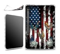 for Samsung Galaxy Tab S9 11 inch 2023 SM-X710/X716B/X718U with S Pen Holder Case, Slim Soft Silicone Lightweight Clear Military-Grade Corners Shockproof Case, American Flag Chook