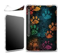 for Samsung Galaxy Tab S9 11 inch 2023 SM-X710/X716B/X718U with S Pen Holder Case, Slim Soft Silicone Lightweight Clear Military-Grade Corners Shockproof Case, Retro Color Dog Paws