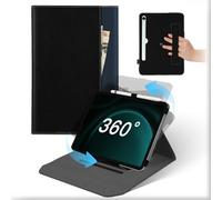 For Samsung Galaxy Tab S9 FE 10.9 Inch/S9 11 Inch/S8/S7 Case, Leather 360°Rotating and Detachable Stand Folio Cover with Pencil Holder & Pocket, Auto Wake/Sleep Flip Protective Tablet Case Black Blue