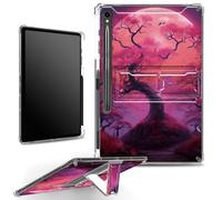 for Samsung Galaxy Tab S9 FE 5G 10.9" 2023 Case with S Pen Holder, Clear Military-Grade Corners Shock Absorbent Case with Built-in Kickstand Soft TPU Bumper, Pink Moon Tree