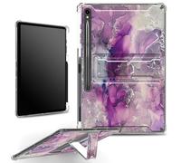 for Samsung Galaxy Tab S9 FE 5G 10.9" 2023 Case with S Pen Holder, Clear Military-Grade Corners Shock Absorbent Case with Built-in Kickstand Soft TPU Bumper, Purple Pink Marble
