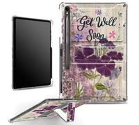 for Samsung Galaxy Tab S9 FE 5G 10.9" 2023 Case with S Pen Holder, Clear Military-Grade Corners Shock Absorbent Case with Built-in Kickstand Soft TPU Bumper, Get Well Soon Wood Flowers