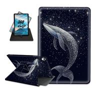 for Samsung Galaxy Tab s9 fe 5g Tablet Case with Pencil Holder Folio PU Leather Multi-Angle Rotating Stand Auto Sleep/Wake Protective Rugged Cover,Psychedelic Starry Sky and Whales