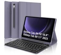for Samsung Galaxy Tab S9 FE Keyboard Case 5G, Galaxy S9 11'' Tablet Case with Keyboard, Bluetooth Detachable Keypad, Smart Folio Case for Samsung Tab S9FE 10.9in Key Board with Pen Holder, Purple