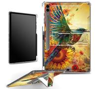 for Samsung Galaxy Tab S9 FE Plus 12.4" 2023 Case with S Pen Holder, Clear Military-Grade Corners Shock Absorbent Case with Built-in Kickstand Soft TPU Bumper, Hummingbird of Paradise