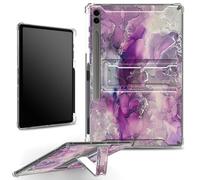 for Samsung Galaxy Tab S9 FE Plus 12.4" 2023 Case with S Pen Holder, Clear Military-Grade Corners Shock Absorbent Case with Built-in Kickstand Soft TPU Bumper, Purple Pink Marble