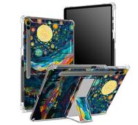 for Samsung Galaxy Tab S9 FE Plus 12.4 inch 2023 SM-X610/ X616B/ X618U Soft Case with S Pen Holder, Transparent Back with Brilliant Night, Corner Protection Cover with Hard Kickstand