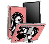 for Samsung Galaxy Tab S9 FE Plus 12.4 inch 2023 SM-X610/ X616B/ X618U Soft Case with S Pen Holder, Transparent Back with Cute Zombie Girl, Corner Protection Cover with Hard Kickstand