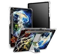 for Samsung Galaxy Tab S9 FE Plus 12.4 inch 2023 SM-X610/ X616B/ X618U Soft Case with S Pen Holder, Transparent Back with Jellyfish Galaxy, Corner Protection Cover with Hard Kickstand