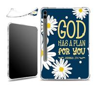 for Samsung Galaxy Tab S9 FE+ Plus 5G Tablet 12.4" 2023 with S Pen Holder Case, Slim Soft Silicone Lightweight Clear Military-Grade Corners Shockproof Case, Bible Jeremiah 29:11 Daisy