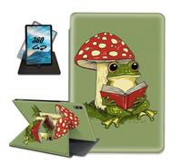 for Samsung Galaxy Tab S9 FE+ / S9 FE Plus 12.4" Tablet Case with Pencil Holder Folio Multi-Angle Rotating Stand Auto Sleep/Wake Rugged Cover,Frog Read Book on a Red Mushroom