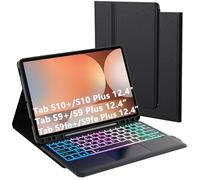 for Samsung Galaxy Tab S9 FE+/S9+/S10+ 12.4" Keyboard Case: 3 Zone 7 Colors Backlit Trackpad Keyboard for 12.4 inch Galaxy Tab S10 Plus/S9 FE Plus - Detachable Smart Touchpad Keyboard Tablet Cover