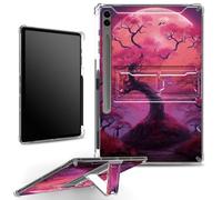 for Samsung Galaxy Tab S9 Plus 12.4" 2023 Case with S Pen Holder, Clear Military-Grade Corners Shock Absorbent Case with Built-in Kickstand Soft TPU Bumper, Pink Moon Tree