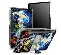 for Samsung Galaxy Tab S9 Plus 12.4 inch 2023 (SM-X810/X816B/X818U) Soft Case with S Pen Holder, Transparent Back with Jellyfish Galaxy, Corner Protection Cover with Hard Kickstand