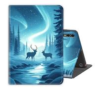 for Samsung Galaxy Tab S9 Plus/S10 Plus/S9 FE+ 12.4inch Case PU Leather Folio Multi-Angle Stand Cover w/Auto Wake/Sleep,Streaming & Typing for Samsung Tab Case,Northern Lights Deer Forest