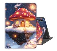 for Samsung Galaxy Tab S9 Plus/S10 Plus/S9 FE+ 12.4inch Case PU Leather Folio Multi-Angle Stand Cover w/Auto Wake/Sleep,Streaming & Typing for Samsung Tab Case,Mushroom House Sky