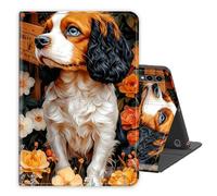 for Samsung Galaxy Tab S9 Plus/S10 Plus/S9 FE+ 12.4inch Case PU Leather Folio Multi-Angle Stand Cover w/Auto Wake/Sleep,Streaming & Typing for Samsung Tab Case,Cocker Spaniel Flowers